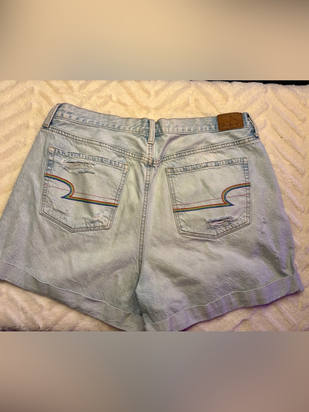 American Eagle Pride Rainbow Denim Shorts Size 16